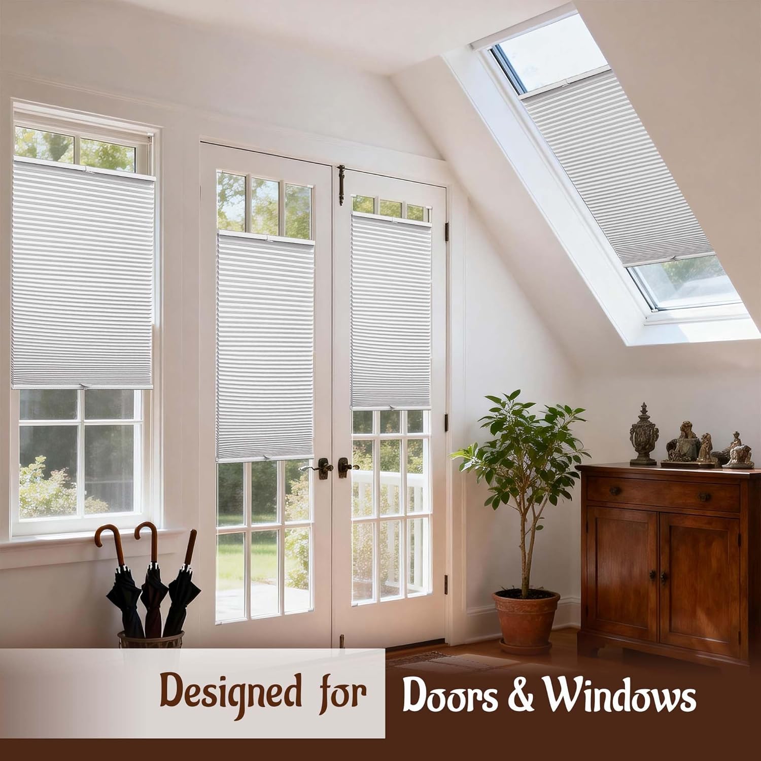 Tensioned Top Down Bottom Up Cellular Shades for Indoor Windows & Door & Roof Window，Blackout Top Down Bottom Up Cellular Shades for Indoor Windows，Insulated Skylight Blinds，Denoised Skylight Blinds