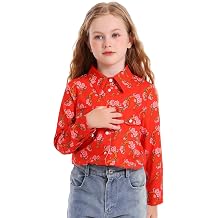 Vackutliv Girls Western Shirt Long Sleeve Collared Retro Button Down Shirts for Teen Cowboy Style Country Outfit