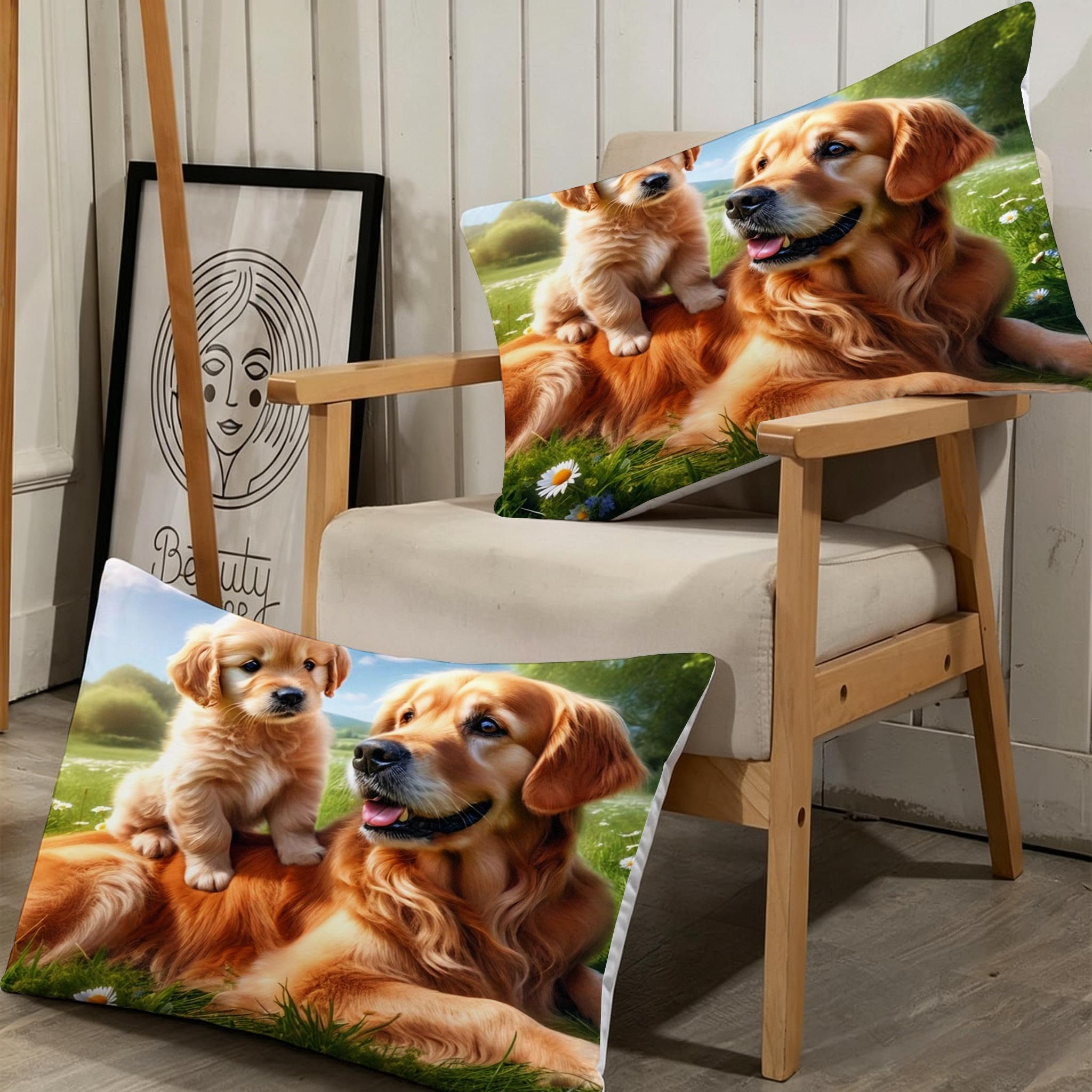 Copripiumino Matrimoniale Cane Giallo 260x240, ZW126 | Traspiranti Durevoli Microfibra, per Tutta la Famiglia, Matrimoniale, per Tutte le Stagioni, con 2 Federe 50x80 cm