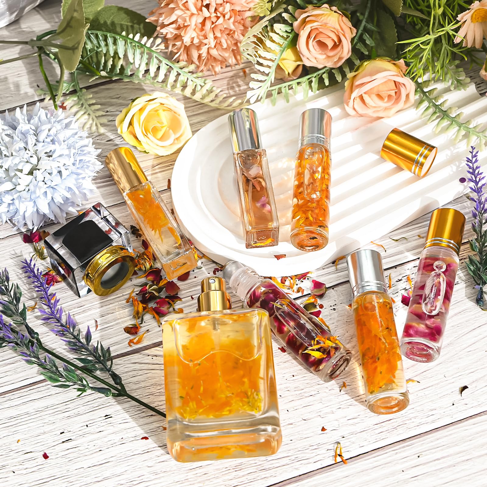 Parfüm Selber Machen Set, Gdblsm Damen Perfume Oil Making Kit, Kreative Bastelset Erwachsene DIY mit Ätherisches Öl, Langlebiges Mini Düfte als Geschenk für Frauen/Mädchen/Männer