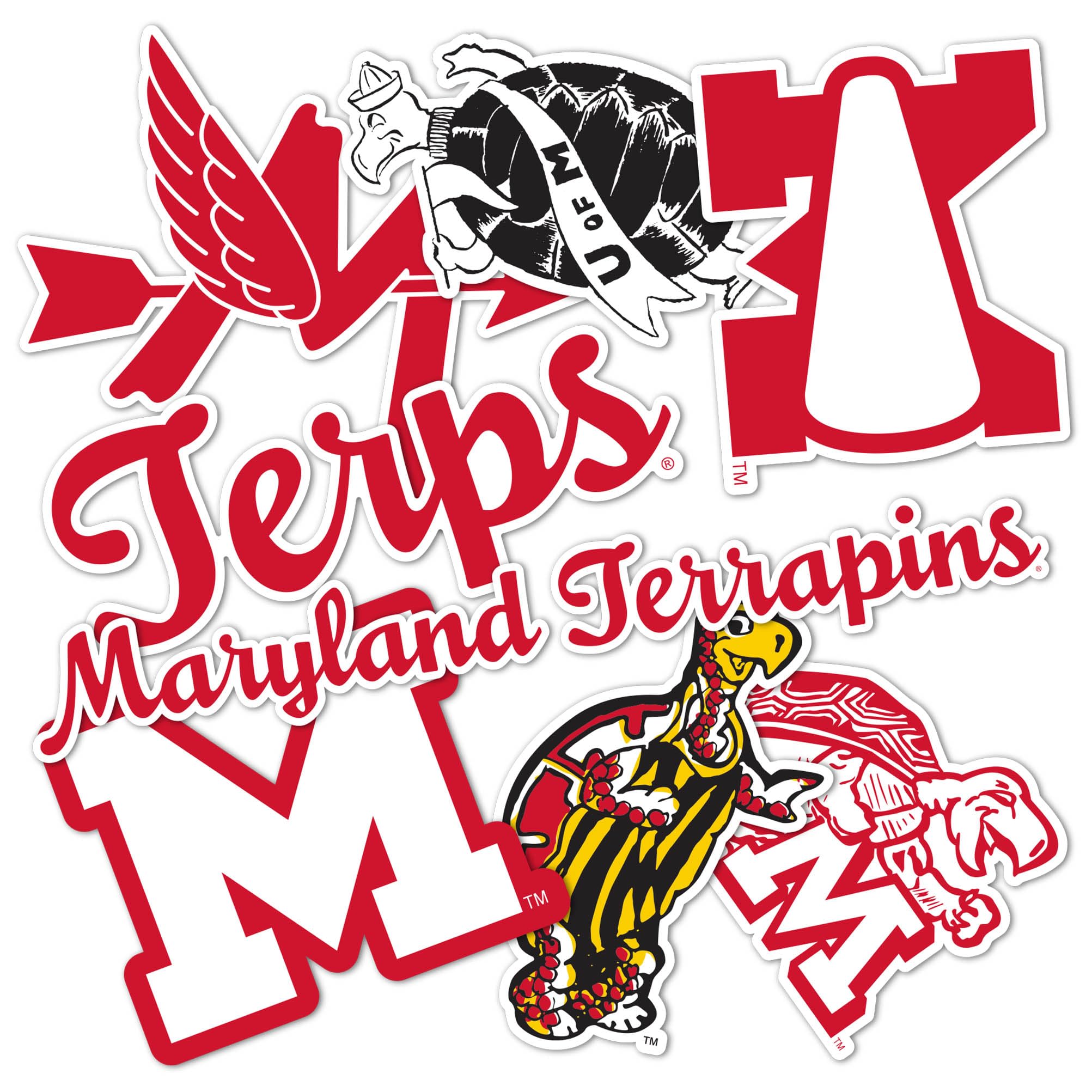 Autocollants UMD Terps de University of Maryland stickers en vinyle vintage pour ordi et gourde