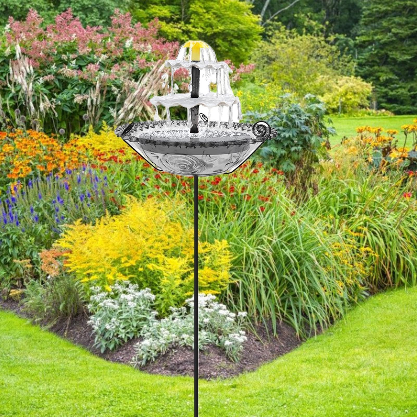 Fontana Solare per Uccelli in Bagno Alimentatore | per Acqua per Giardinieri Amanti della Natura Giardino Cortile Prato Ingresso Scuola