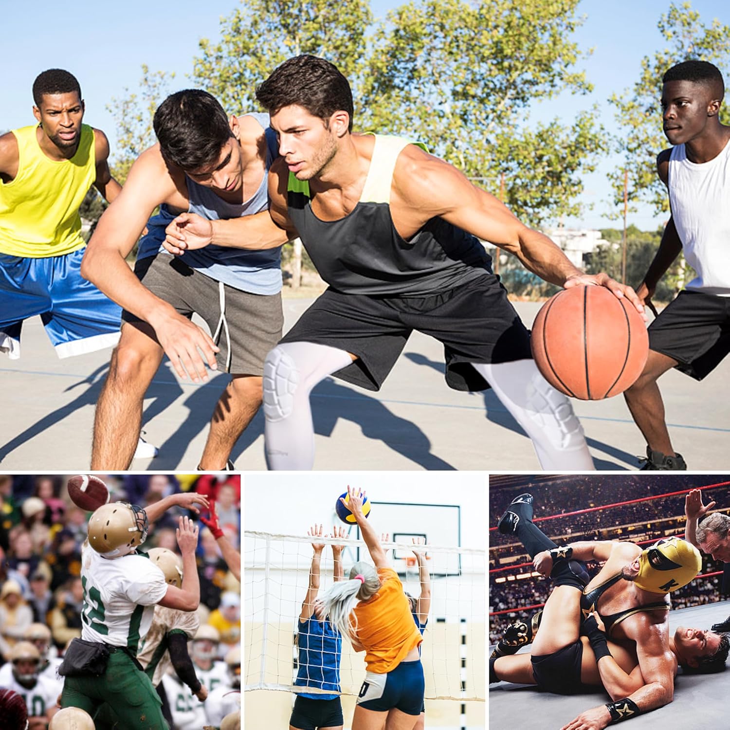 COOLOMG Knee Pads Wrestling Basketball Football Volleyball Youth Kids Adult Protective Knee Compression Sleeves Black XS - Image 6