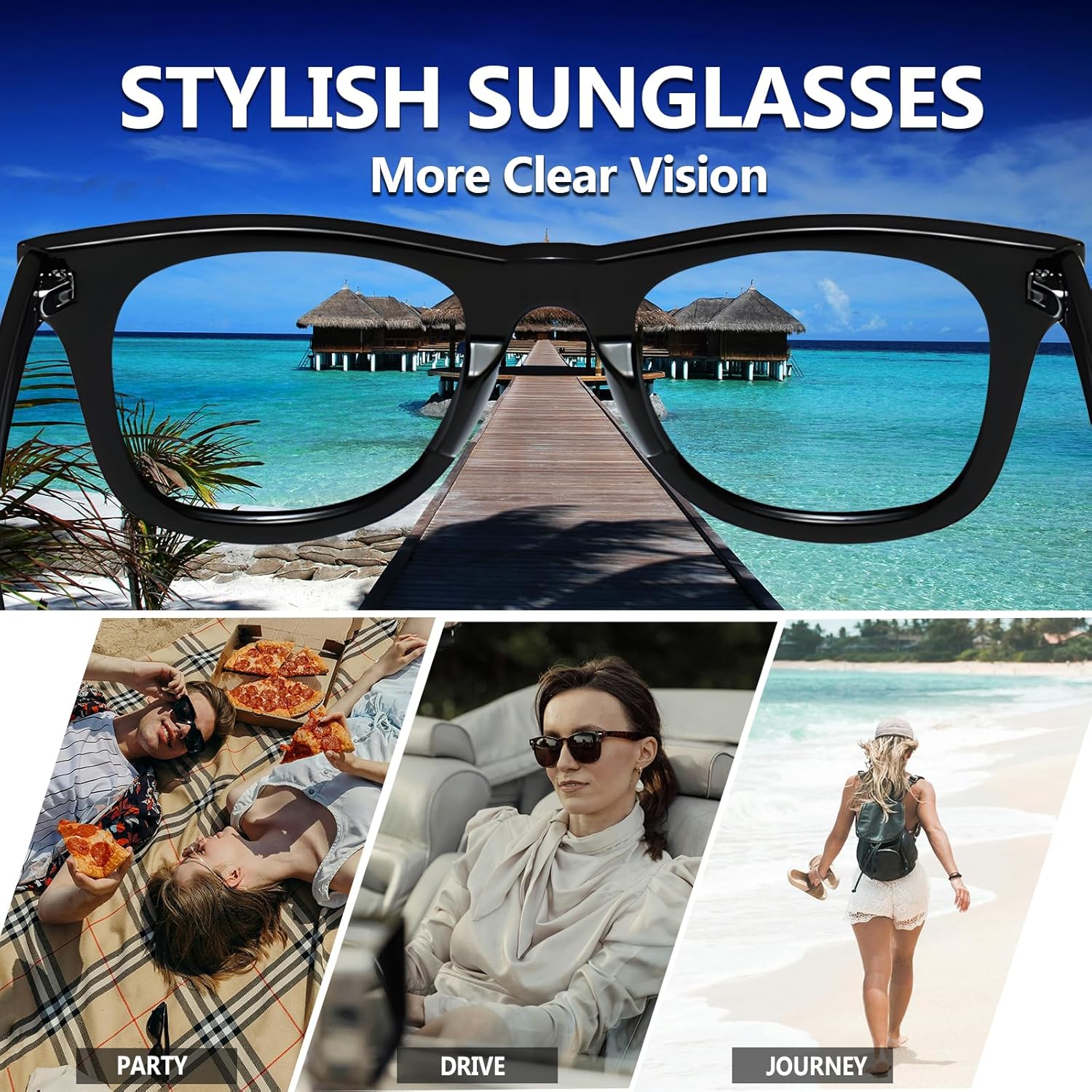 Bulk Retro 80s Square Sunglasses, UV400 Protection, 20/50 Pack for Party Favors, Beach, Wedding, Pool, Birthday - Image 6