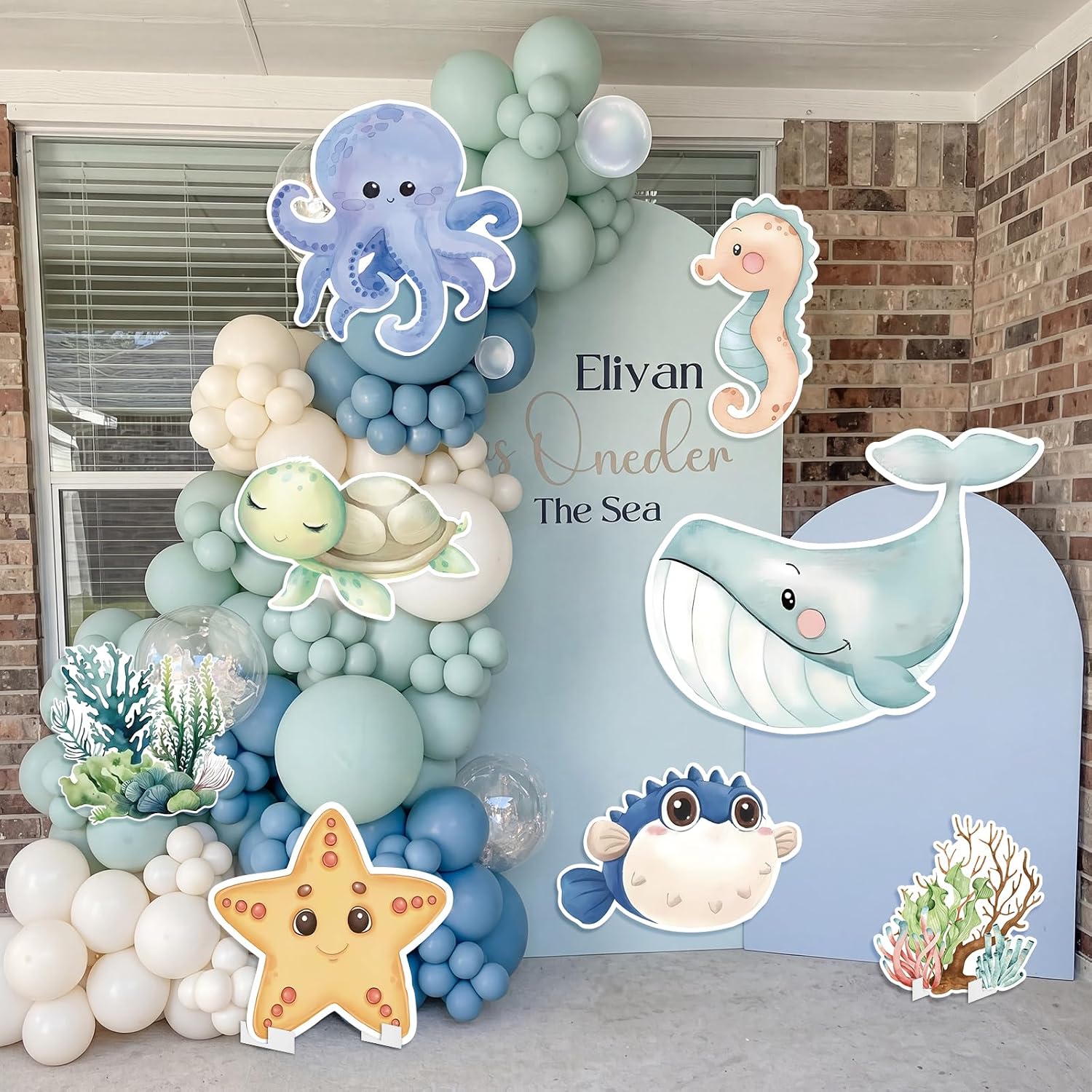 8 Pcs Ocean Standing Signs, Sea Animals Cutouts Baby Shower Party