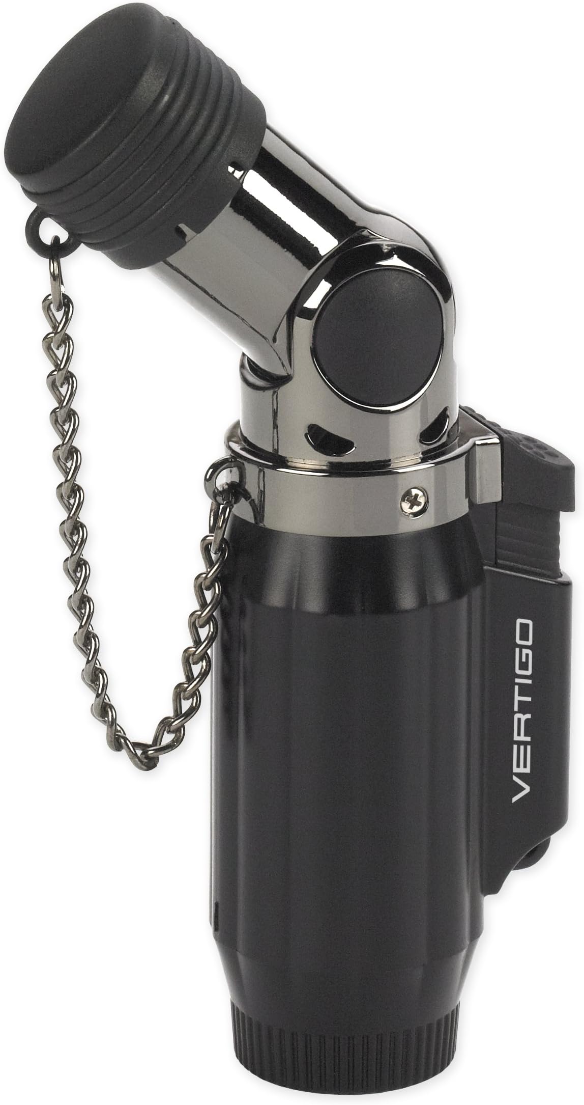 Vertigo Intimidator Quad Torch Lighter - Black Matte & Brushed Chrome