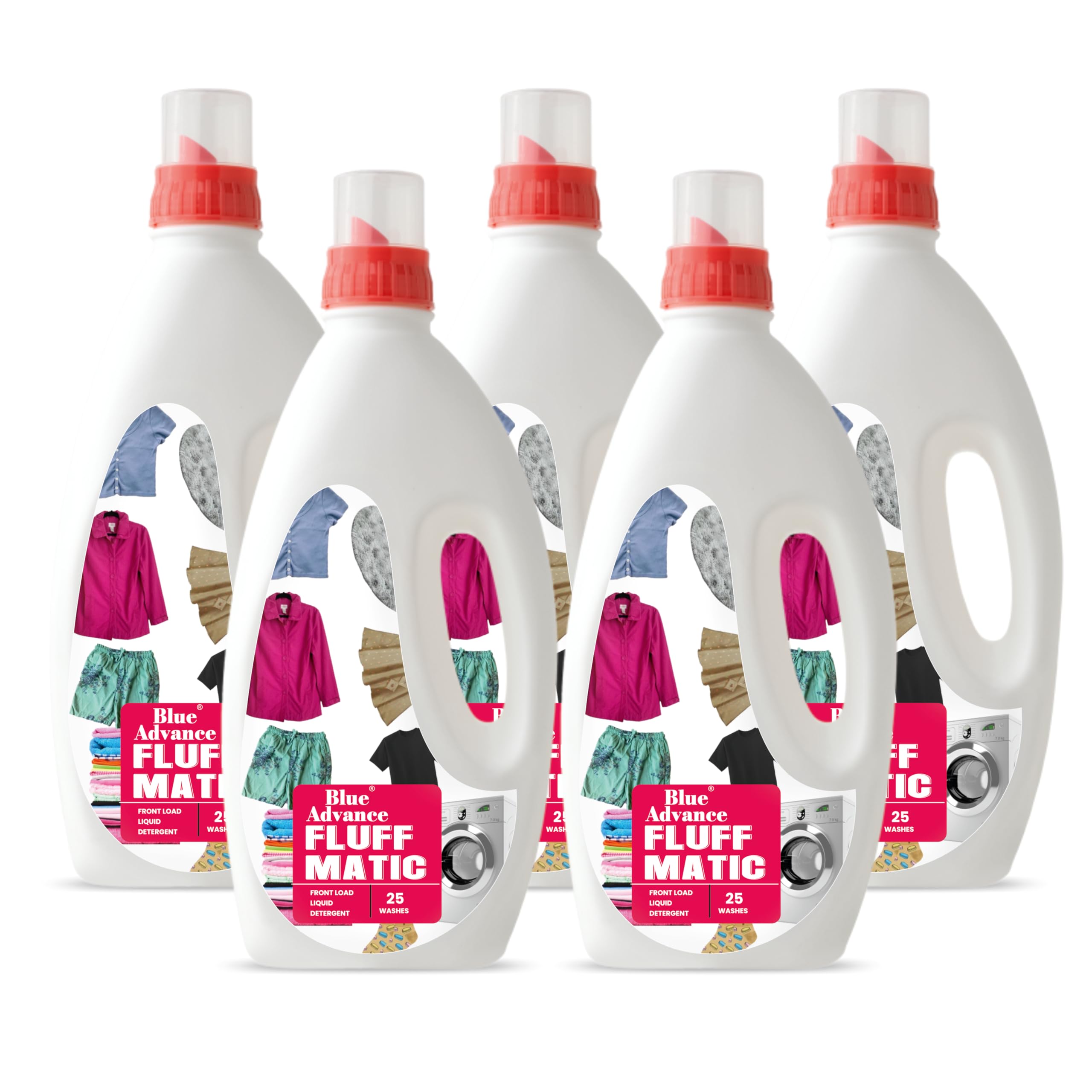 Blue Advance Fluff Matic Liquid Detergent | For Front Load & Top Load Washing Machine Liquid | Long Lasting Floral Fragrance & Powerful Stain Removal Technology (Pack of 5) (B0CK5RD65X) Amazon Price History, Amazon Price Tracker