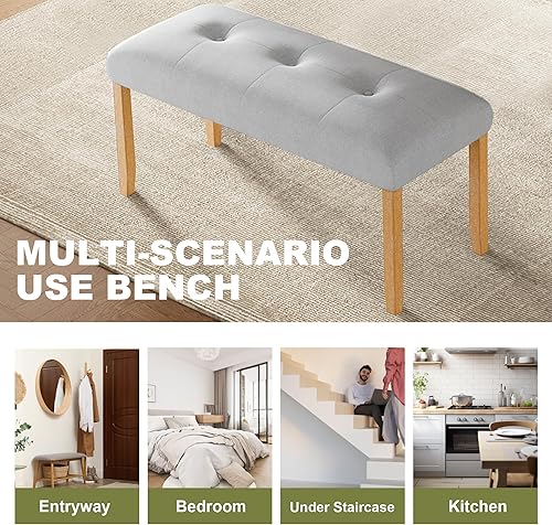 Miniatura 7 de Merax Juego de mesa de comedor de madera maciza de 6 piezas para 6, estilo rústico rectangular con 4 sillas tapizadas de madera y 1 banco, cocina