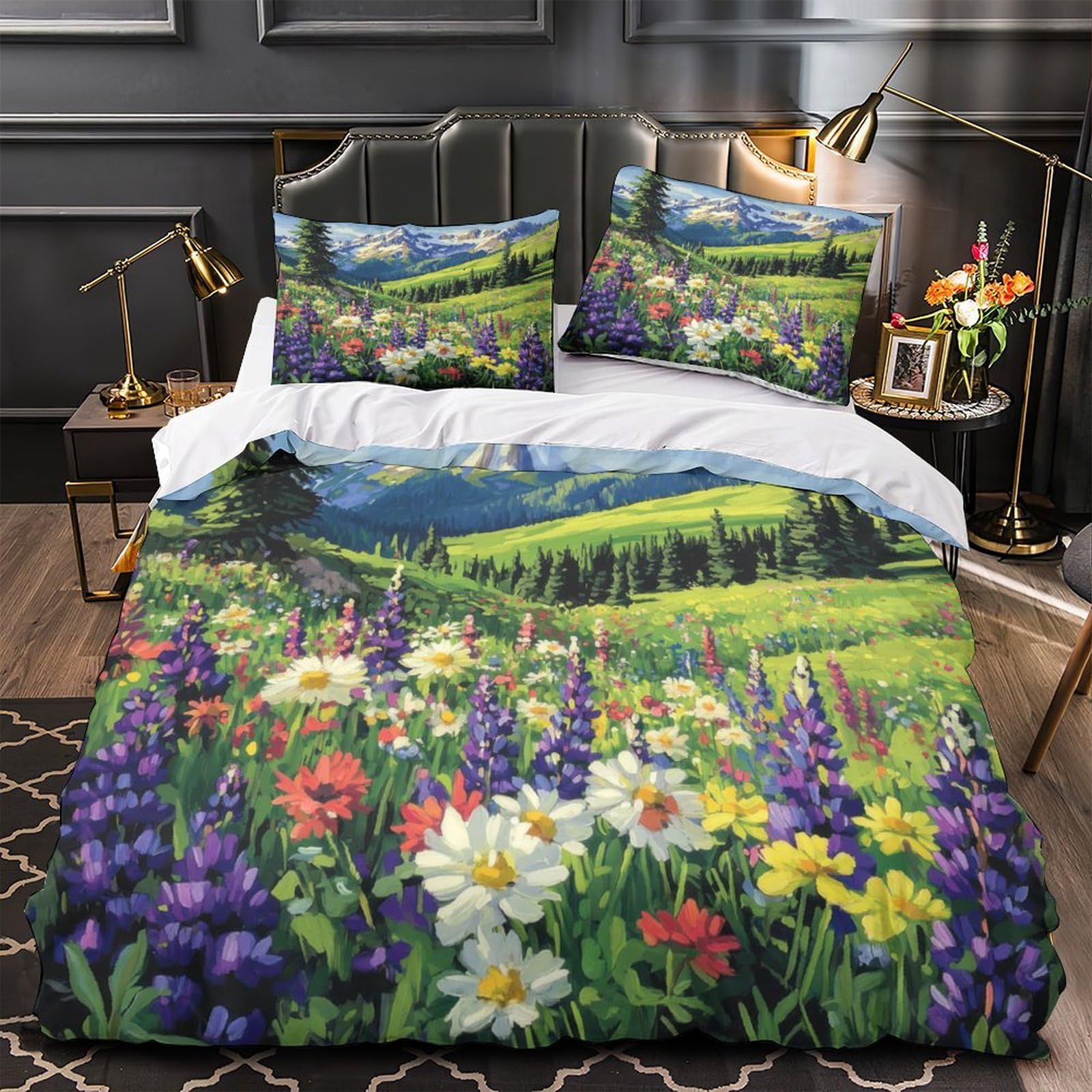 Parure de lit paysage de montagne hypoallergénique, la solution contre les allergies en hiver