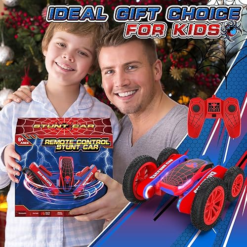 Miniatura 7 de Spider - Auto de control remoto para niños  2.4 GHz rápido RC Stunt Cars, 360 giratorio 4WD RC Crawler con luces, juguete recargable para niños de 6