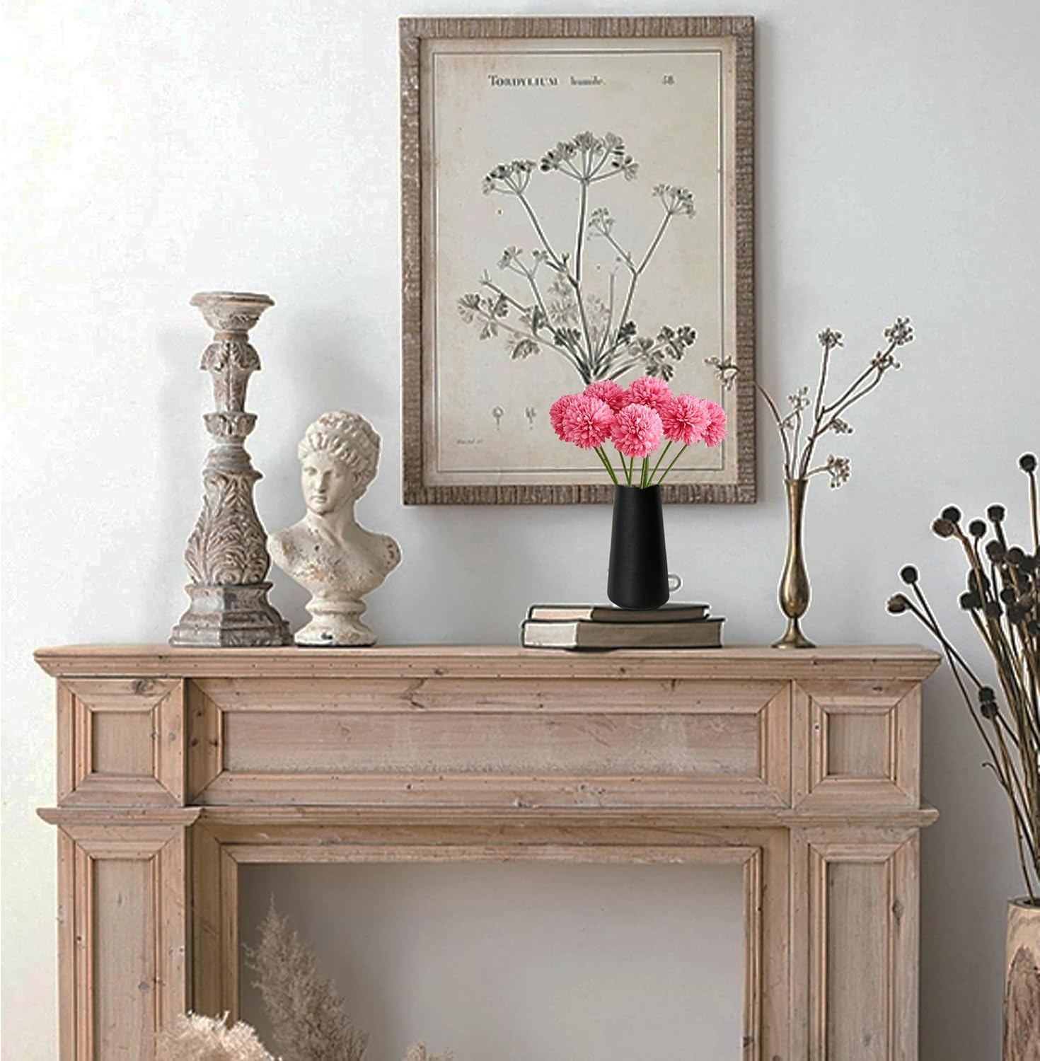 Mandy's Hot Pink Artificial Ball Chrysanthemum 12 Stems Faux Flowers with Bendable Stems for Valentine's Day and Easter Decorations DIY Wedding Centerpiece Fall Decor Home Arrangements - Image 8