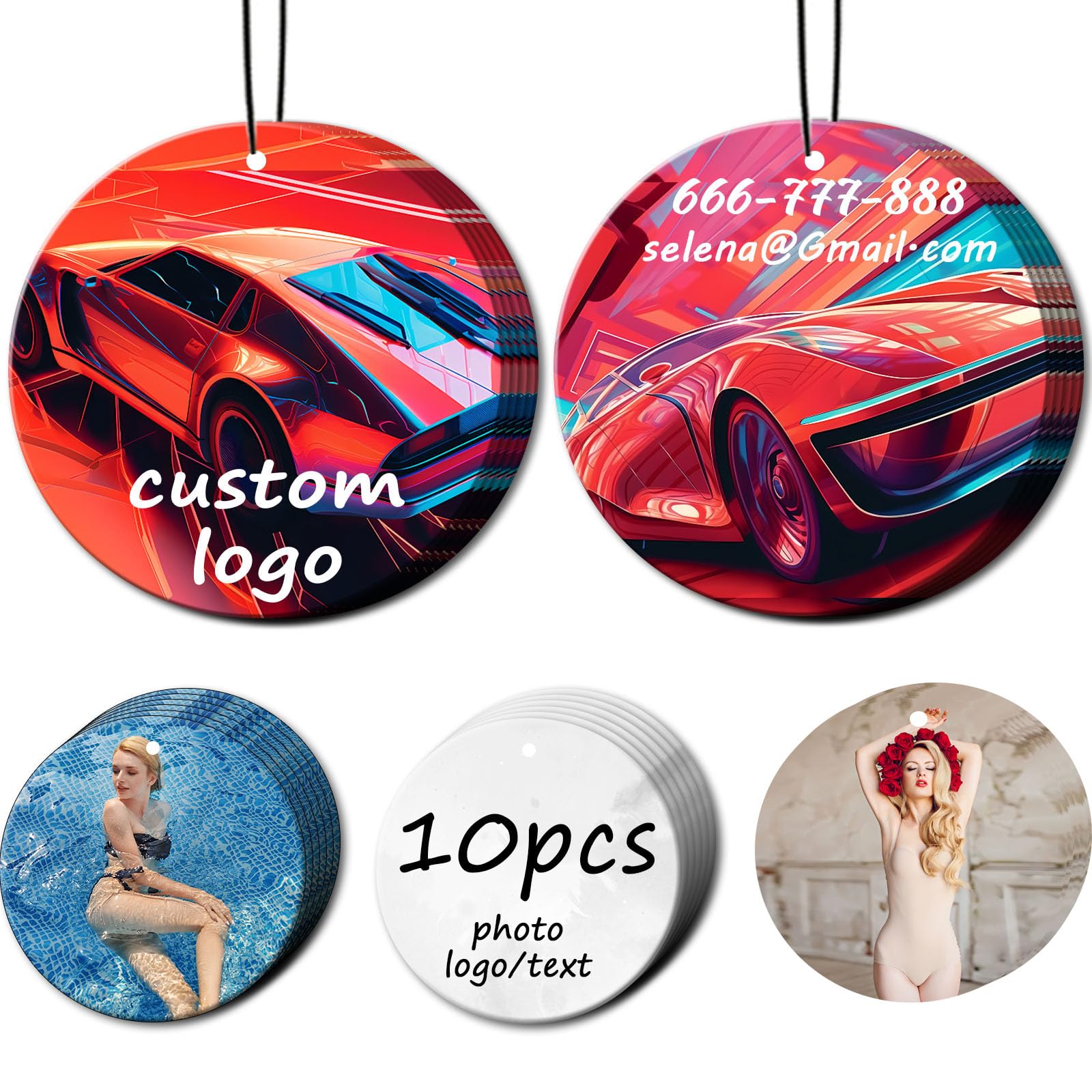 10-100Pcs Custom Logo Car Air Fresheners Bulk – Wholesale Personalized Double-Sided Air Fresheners with Photo Text Logo, Unique Gift for Car Owners (