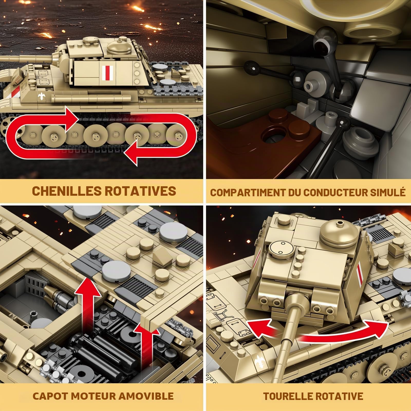 Reobrix Pudel Tank - Ensemble de construction de blocs pour adultes, modèle de char militaire allemand de la Seconde Guerre mondiale 77034, produits officiels World of Tanks, jeu de construction