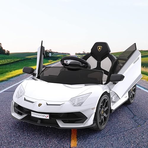Miniatura 2 de Hetoy Vehículos eléctricos Lamborghini con licencia de 12 V para niños, auto deportivo con batería, con control, 2 velocidades, sistema de sonido,