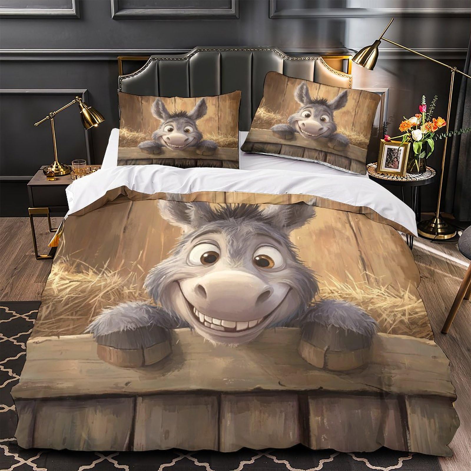 Parure de lit chat 200x200 microfibre hypoallergénique avec housse de couette imprimée 3D