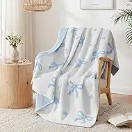 WRENSONGE Throw Blanket Bubble Bowknot Blue Soft Cozy Fluffy Warm Throw for Couch Sofa Bed Camping Picnic Travel Lightweight - 50"*60"