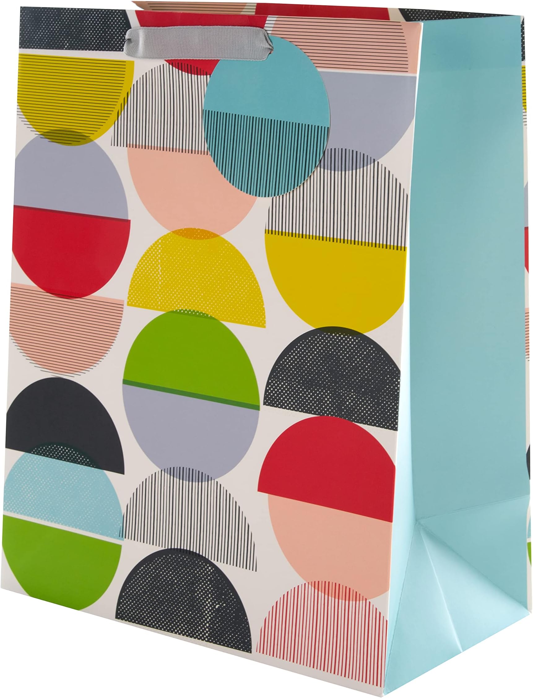 Large Gift Bag, Fun Geometric Circles Design, for Birthday, Retirement, Fathers Day, Blue