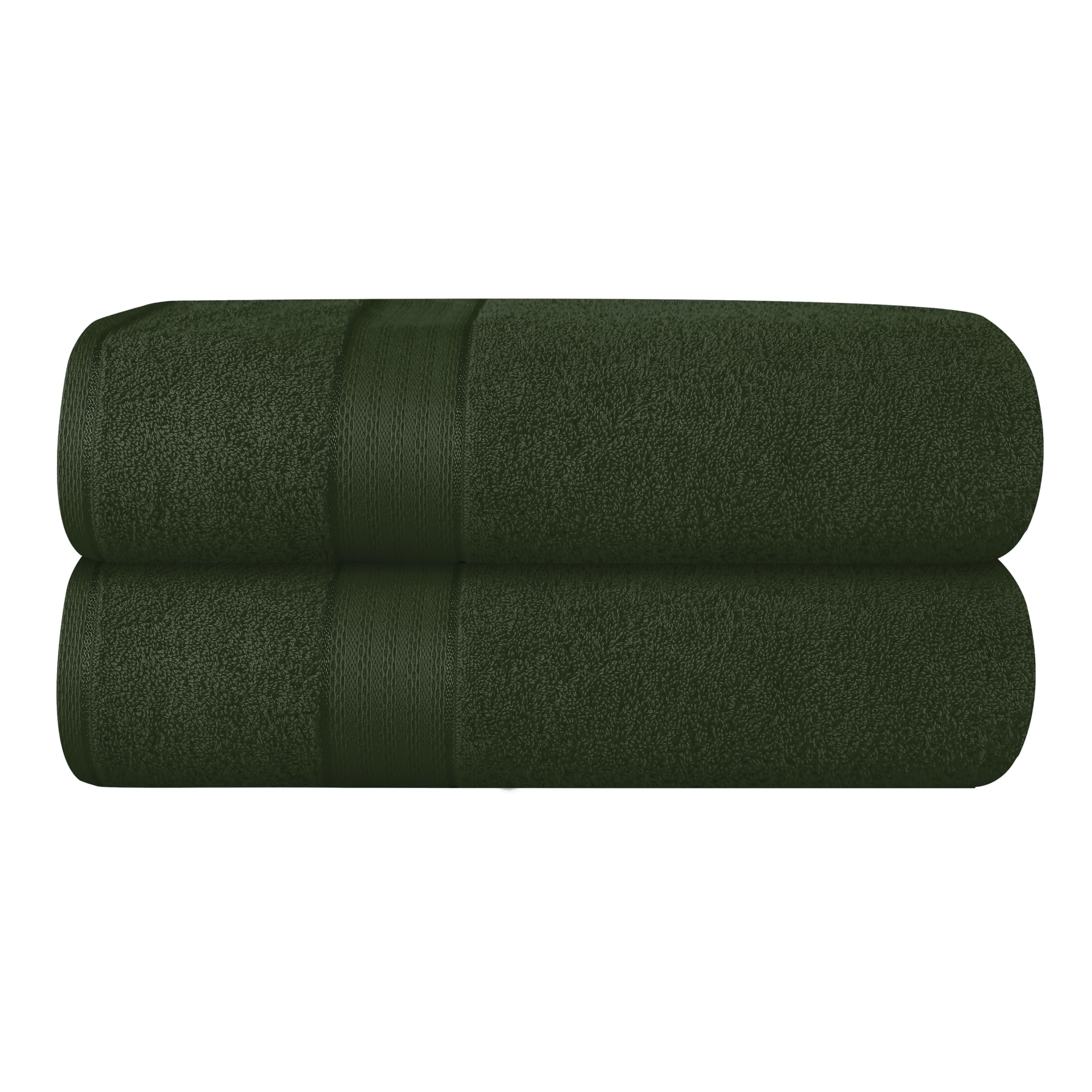 GLAMBURG700 GSM Premium Cotton 2-Pack Oversized Extra Large Bath Sheet Set - 100% Combed Cotton - 2 Bath Sheets 35x70 - Luxury Hotel & Spa Quality - Durable Ultra Soft Highly Absorbent - Olive Green