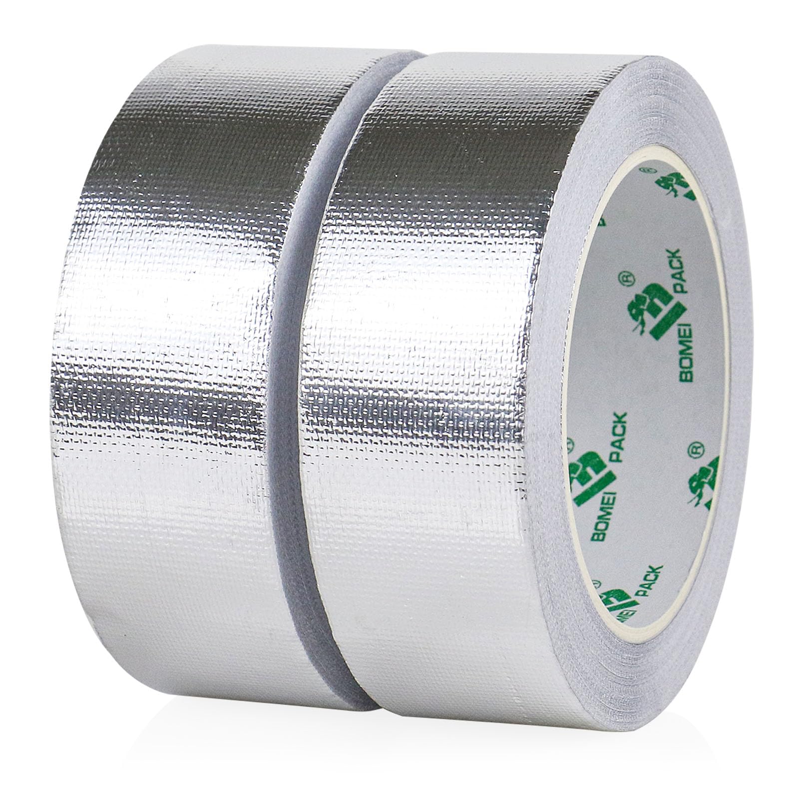 BOMEI PACK Adhesive Aluminum Foil Heat Shield Tape 2 Pack 1.5inch x 66ft Barrier Fiberglass Thermal Insulation Reflective Material High Temp