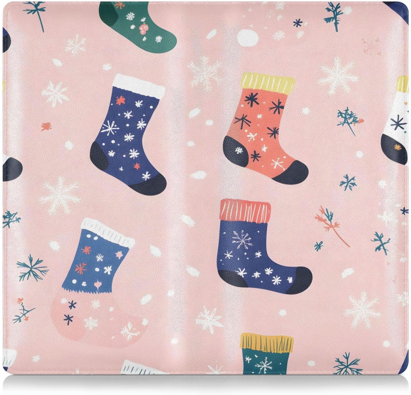 Christmas Socks Car Registration and Insurance Holder,Leather Registration and Insurance Card Holder Vehicle Glove Box Organizer for Documents, Driver License and Cards