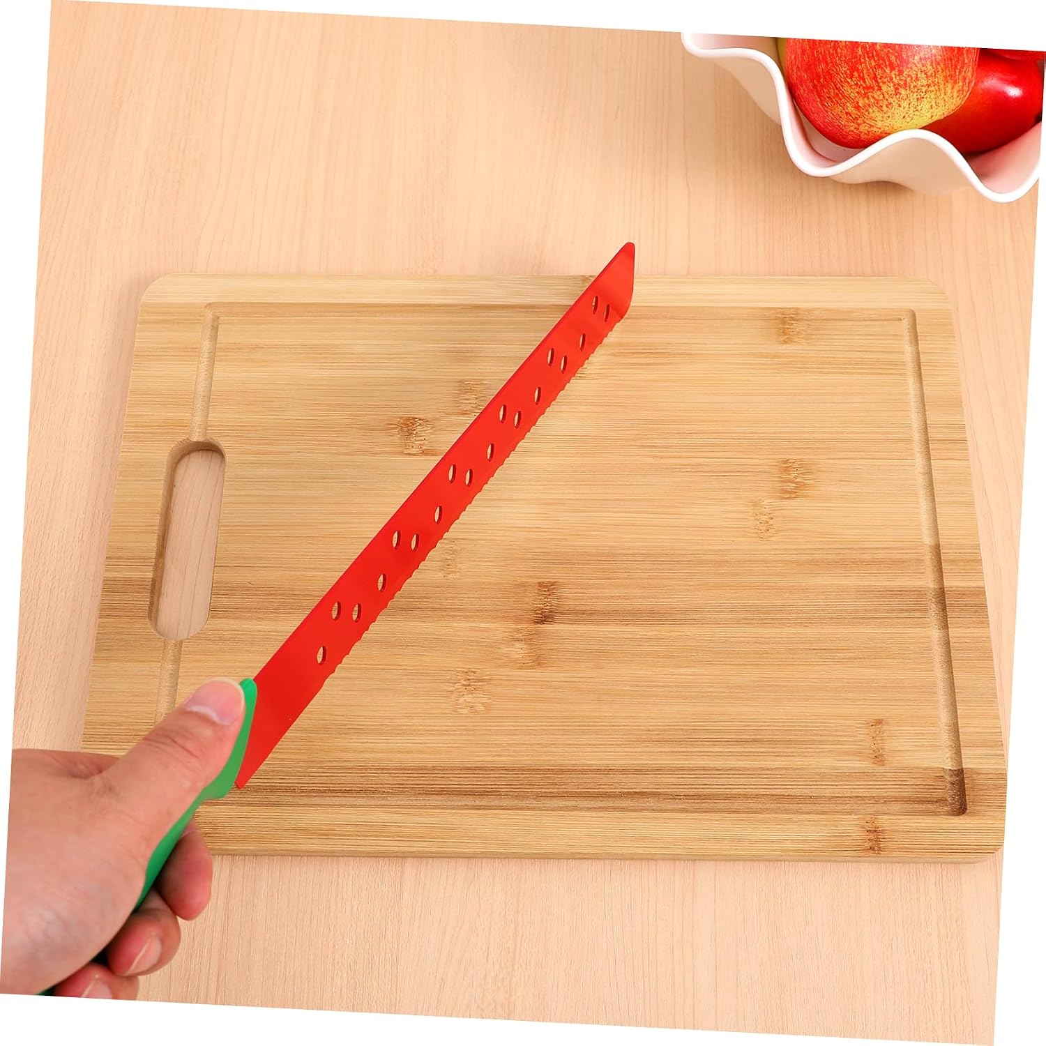 Stainless Steel Melon Cutter Knife with Sleeve, Red Kitchen Tool