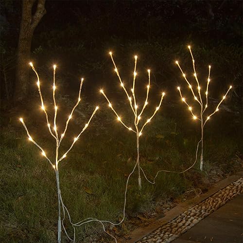 Miniatura 3 de EAMBRITE Luces de Rama de Abedul Blanco Preencendidas 30 PULGADAS 60LT Enchufe en Rama de Sauce Iluminada para Hogar Fiesta Navidad Boda Decoración