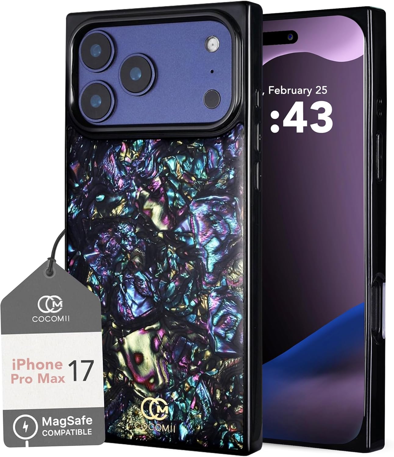 Cocomii Retangle Case for iPhone 17 Pro Max, Compatible with MagSafe, Nebula Abalone Shell