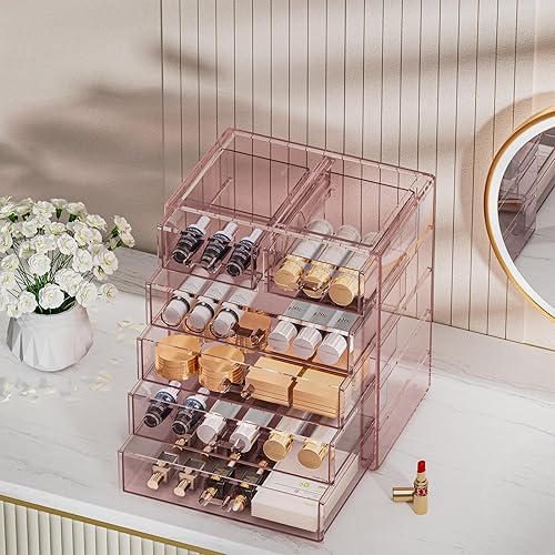 Miniatura 2 de Organizador de maquillaje grande de acrílico transparente, organizador de joyas, organizador de maquillaje perfecto y almacenamiento para tocador,