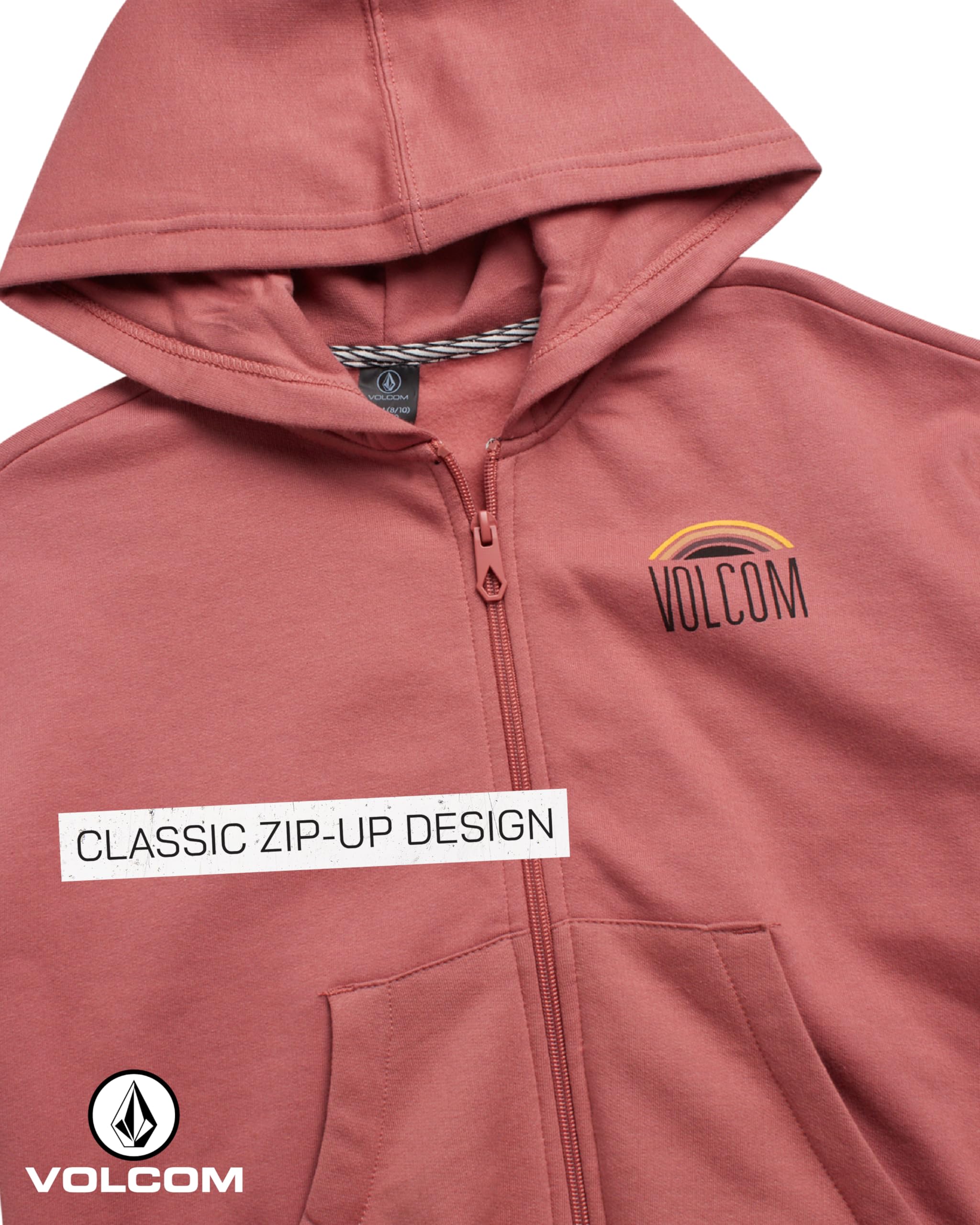 Volcom Kapuzenpullover mit Reißverschluss für Mädchen – gemütliches Fleece-Reißverschluss-Kapuzen-Sweatshirt für Mädchen mit Kängurutaschen und gerippten Bündchen