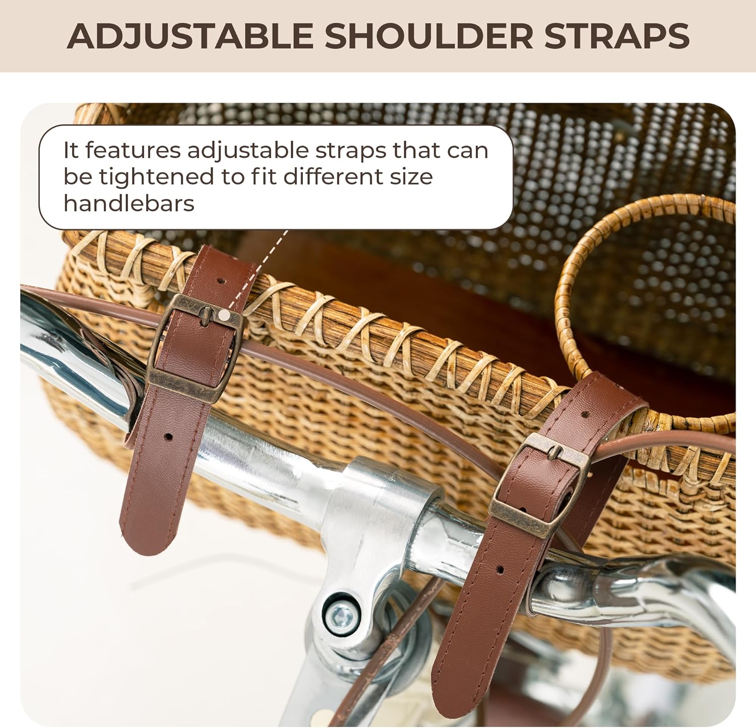 GRANNY SAYS Bike Basket Front with Cup Holder for Women and Men, Natural Rattan Wicker Bike Baskets for Adult Bikes, Basket for Bikes with Liner, Bicycle Baskets for Beach Cruiser