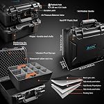 Lekufee Waterproof Hard Carrying Case, Black | Padded Dividers, For DJI Mavic 4 Pro, Air 3S, Mini 5 Pro/4/3 Drone, Partial Sony/Canon/Nikon Camera and Lens, Accessories