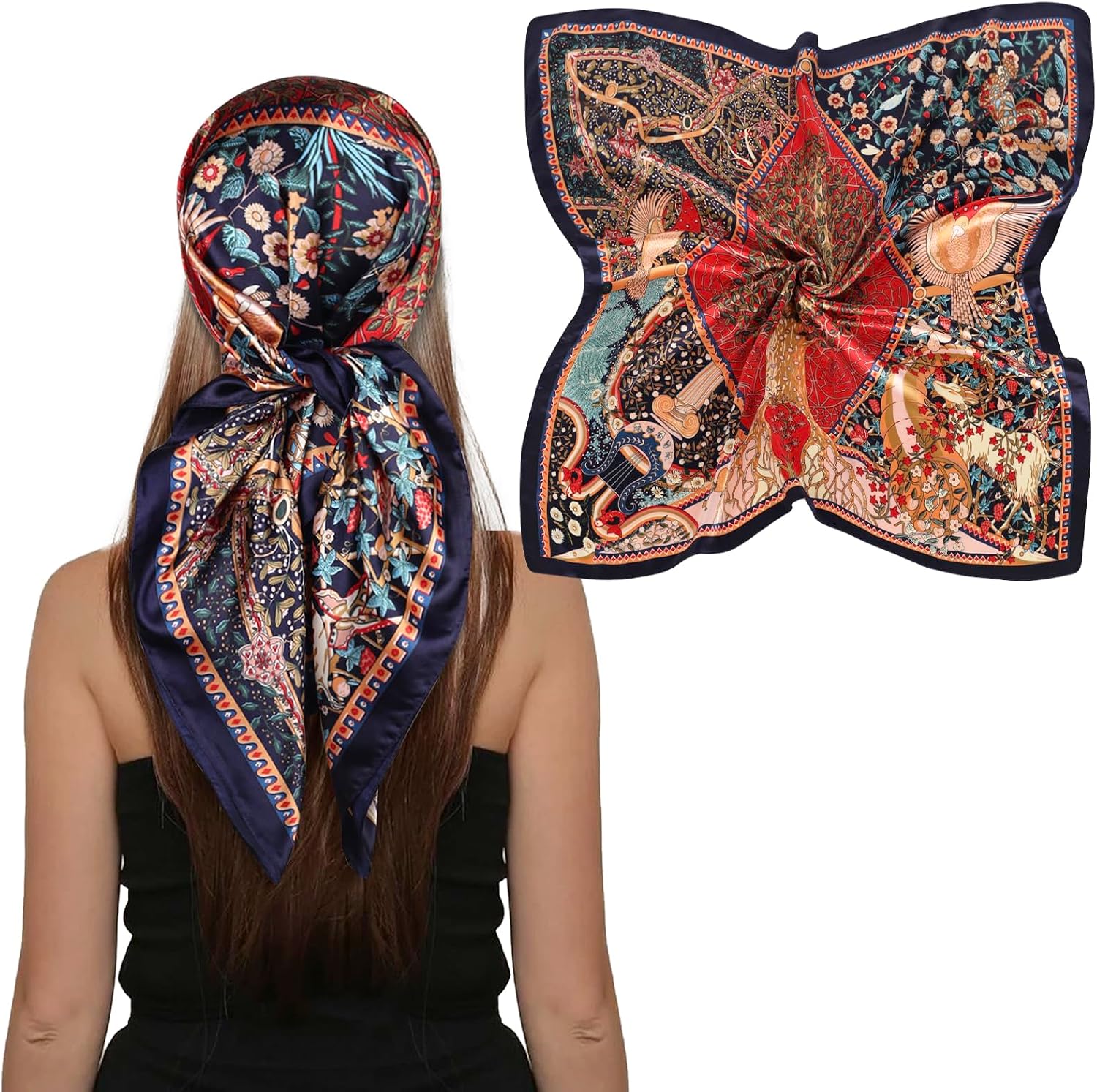 EXTREE Luxury Satin Head Scarf 35x35 - Silk-like Wrap for Women, Versatile Shawl/Sun Cover/Wrapping, Premium Gift for Her