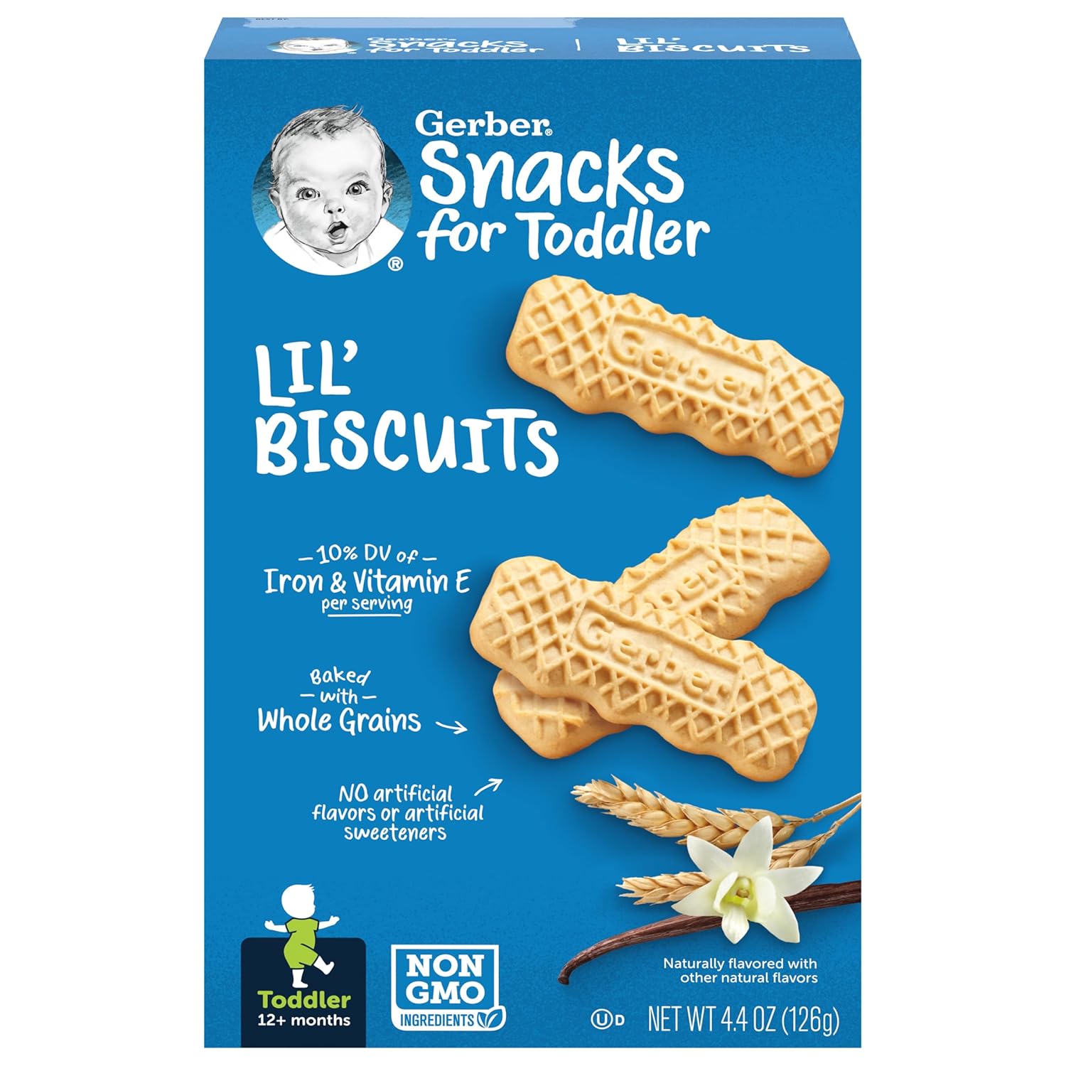 Gerber Toddler Baby Food, Vanilla Wheat Biscuits, 4.44 oz Box (Pack of 6)
