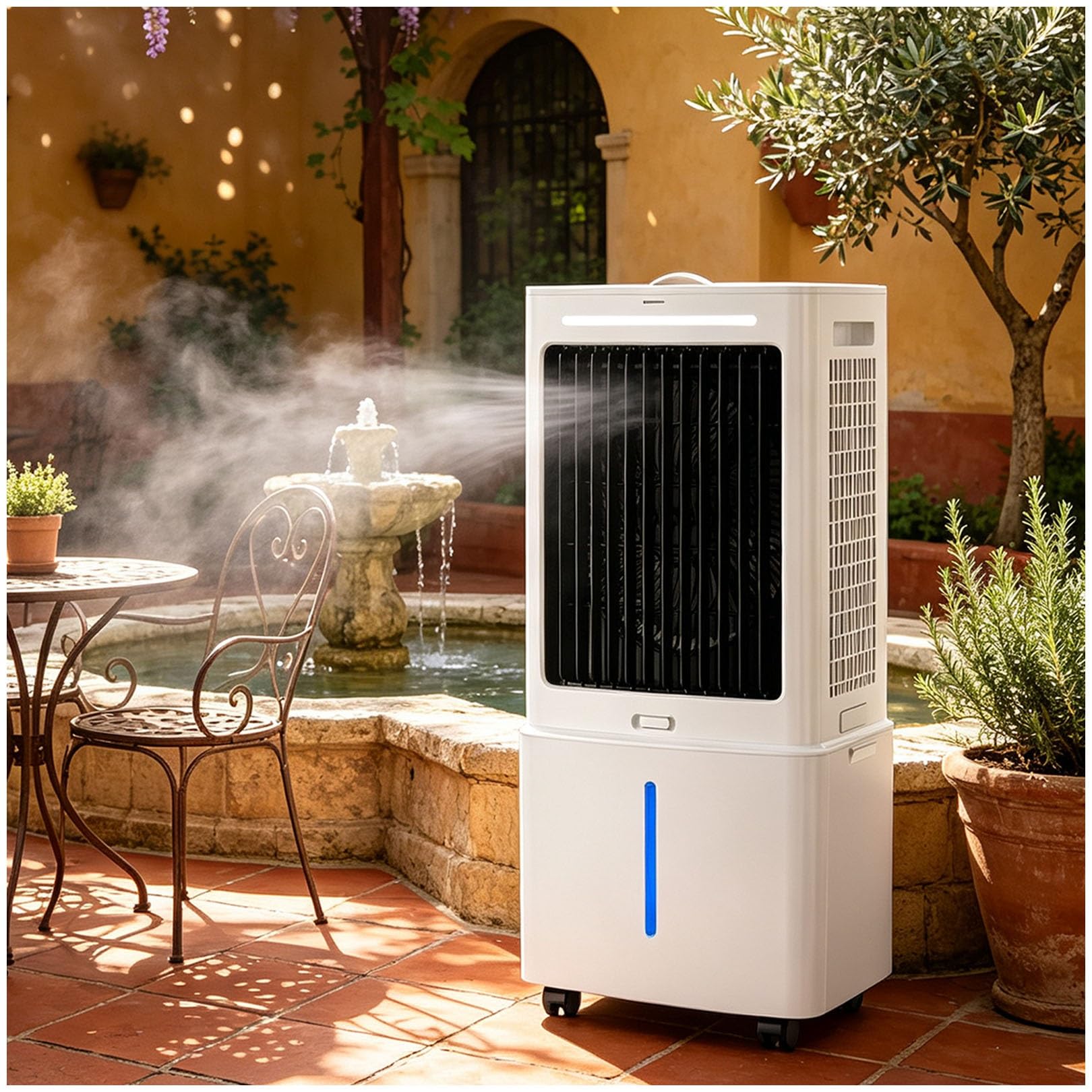 Swamp Cooler, 25L Evaporative Air Cooler with 1177 CFM, 3 Speeds, 120° Oscillation, 360° Casters, Ventless Design for Bedroom Apartment