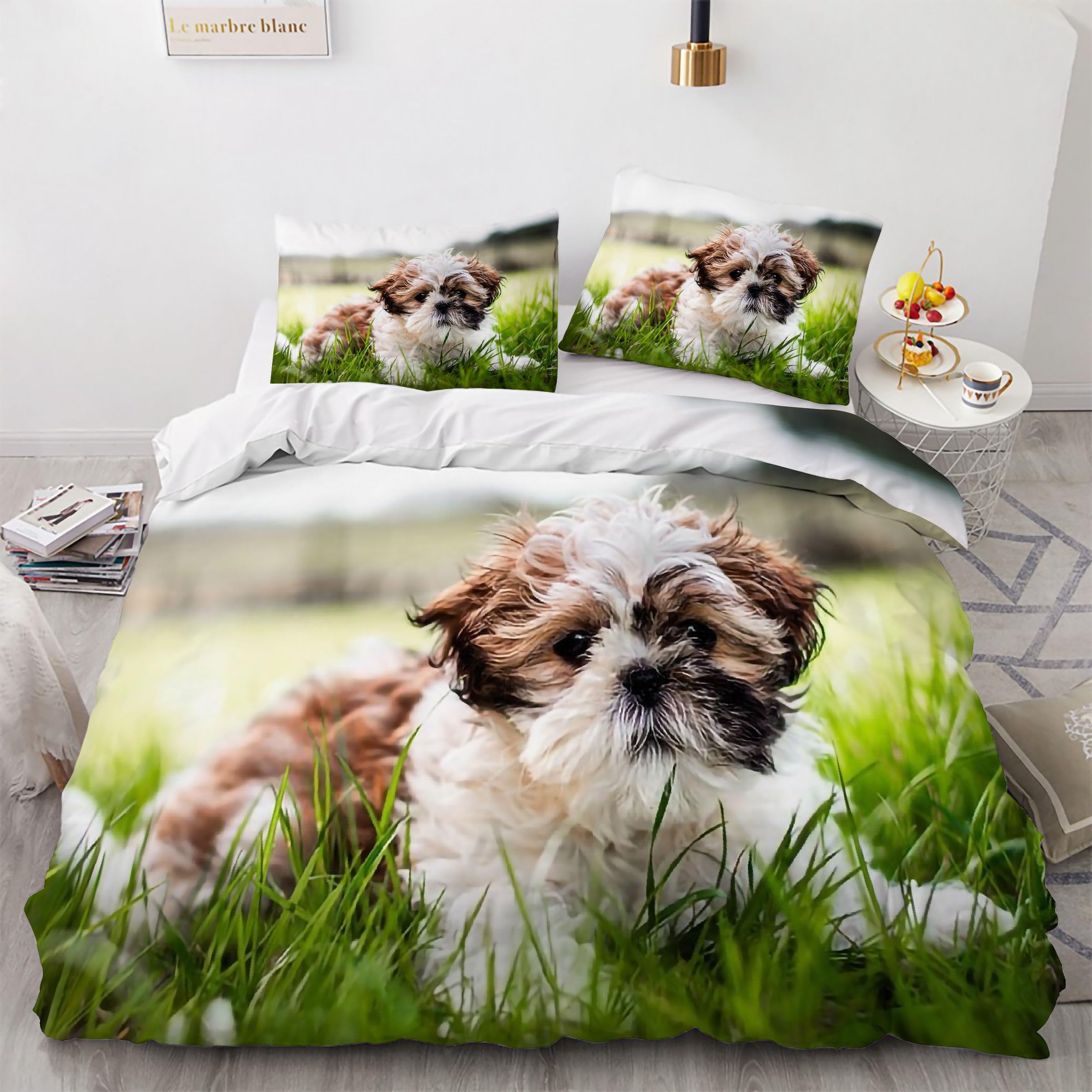 Parure de lit Shih Tzu avec housse de couette 240x260 cm et taies