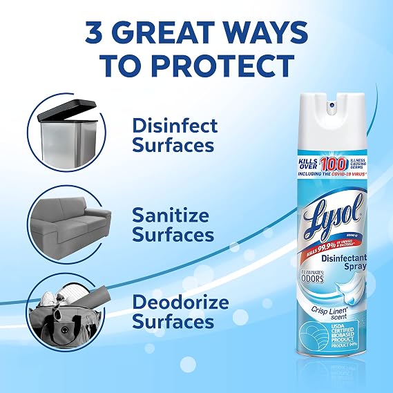 Lysol Laundry Sanitizer & Disinfectant Spray, Antibacterial Fabric Sanitizer, Crisp Linen, 90oz + 19 Fl Oz. (Pack of 2)
