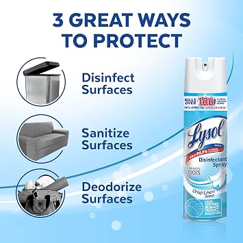 Lysol Laundry Sanitizer & Disinfectant Spray, Antibacterial Fabric Sanitizer, Crisp Linen, 90oz + 19 Fl Oz. (Pack of 2)