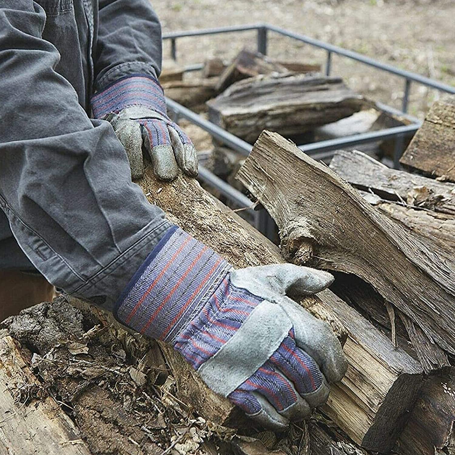 ATERET Guantes de trabajo AG60 con puño de seguridad y pulgar de ala I 12 pares de guantes para uso ideal para Lanscaping y jardinería (12 unidades)