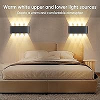 Vista 2 de Sunwish Indoor LED Wall Light Hardwired Up and Down Wall Mount Light Black Modern Wall Lamps Sconces for Suitable for Bedroom,Living Room