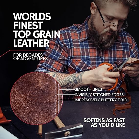 BULL GUARD Best Leather Men's RFID Trifold Wallet With ID Great Outdoor Wallet Durable Top Grain Leather Forest Brown, Double Cash Comparment with Secret Pocket, Compact & Secure Design, In Gift Box