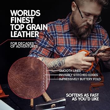 BULL GUARD Best Leather Men's RFID Trifold Wallet With ID Great Outdoor Wallet Durable Top Grain Leather Forest Brown, Double Cash Comparment with Secret Pocket, Compact & Secure Design, In Gift Box