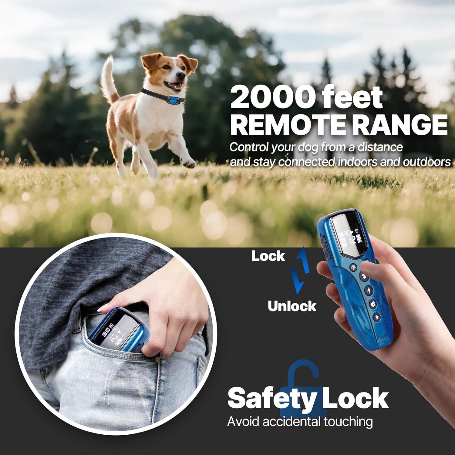 Small Shock Collar for 2 Dogs, 2 Pack Dog Training Collars with Remote for Two Small Dogs 5-15lbs & Medium Large Dogs, Rechargeable, 2000ft Range, Collar with Beep, Vibration, Safe Shock