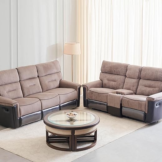 Cristian Fabric Recliner Set 3+2 Seater - Brown