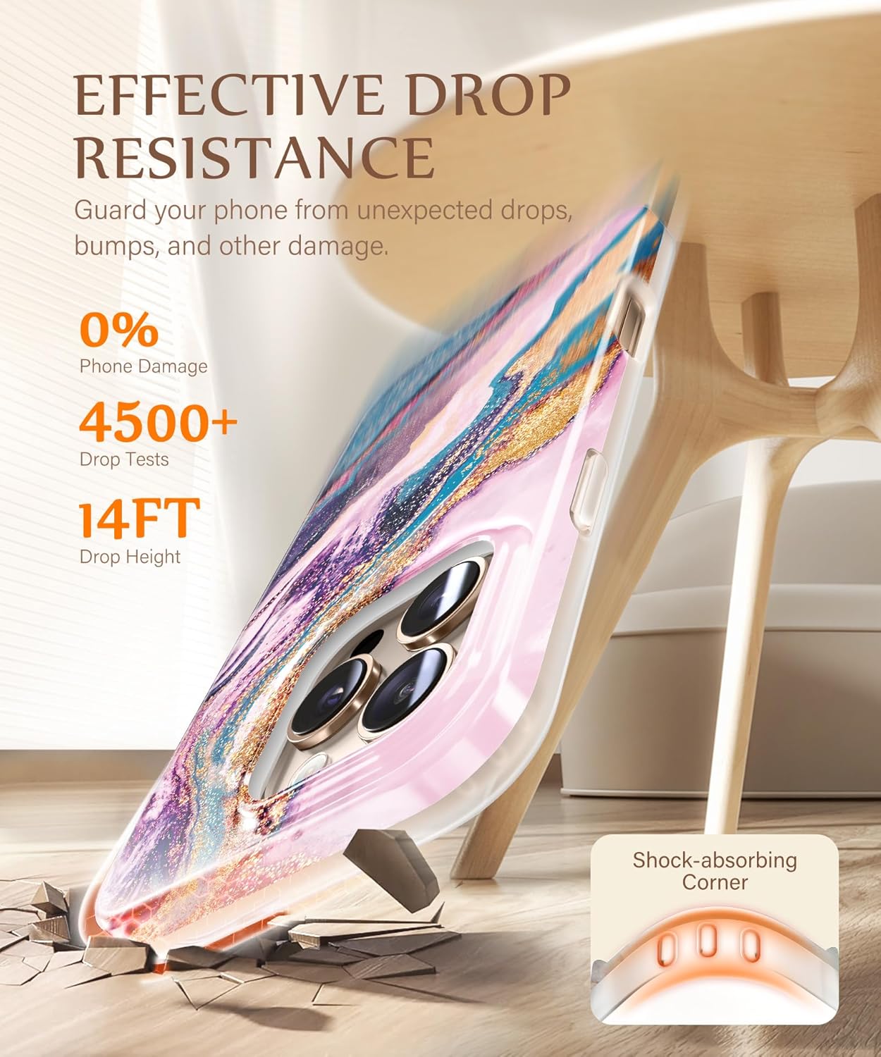 GVIEWIN for iPhone 16 Pro Max Case Compatible with MagSafe, with Screen & Lens Protectors, Military-Grade Protection Slim Marble Shockproof Magnetic Phone Case for 16 Pro Max 6.9, Dreamland River