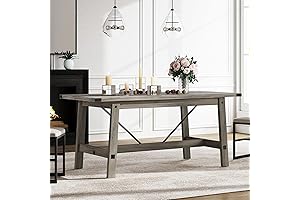 WAMPAT Gray Dining Table with Heavy Duty Wooden Legs: Modern Farmhouse Charm for Your Home