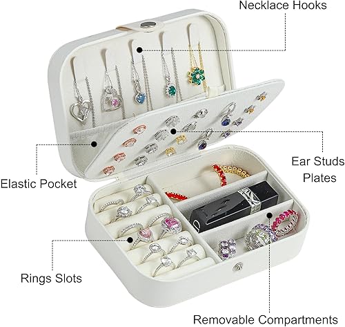 Miniatura 4 de Parima Organizador de joyas de viaje y organizador de maquillaje, caja organizadora de joyas mediana Estuche de joyería de viaje Organizador de