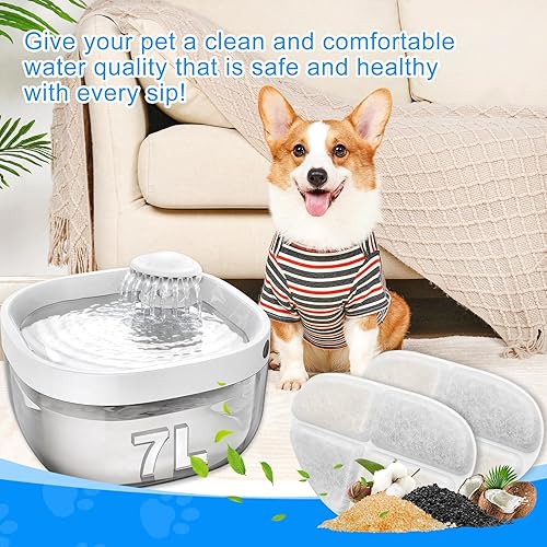 Miniatura 7 de Paquete de 6 + 6 esponjas de filtro y bomba de repuesto para fuente de agua para perros, compatibles con fuentes de agua potable FEELNEEDY de 7L1.8