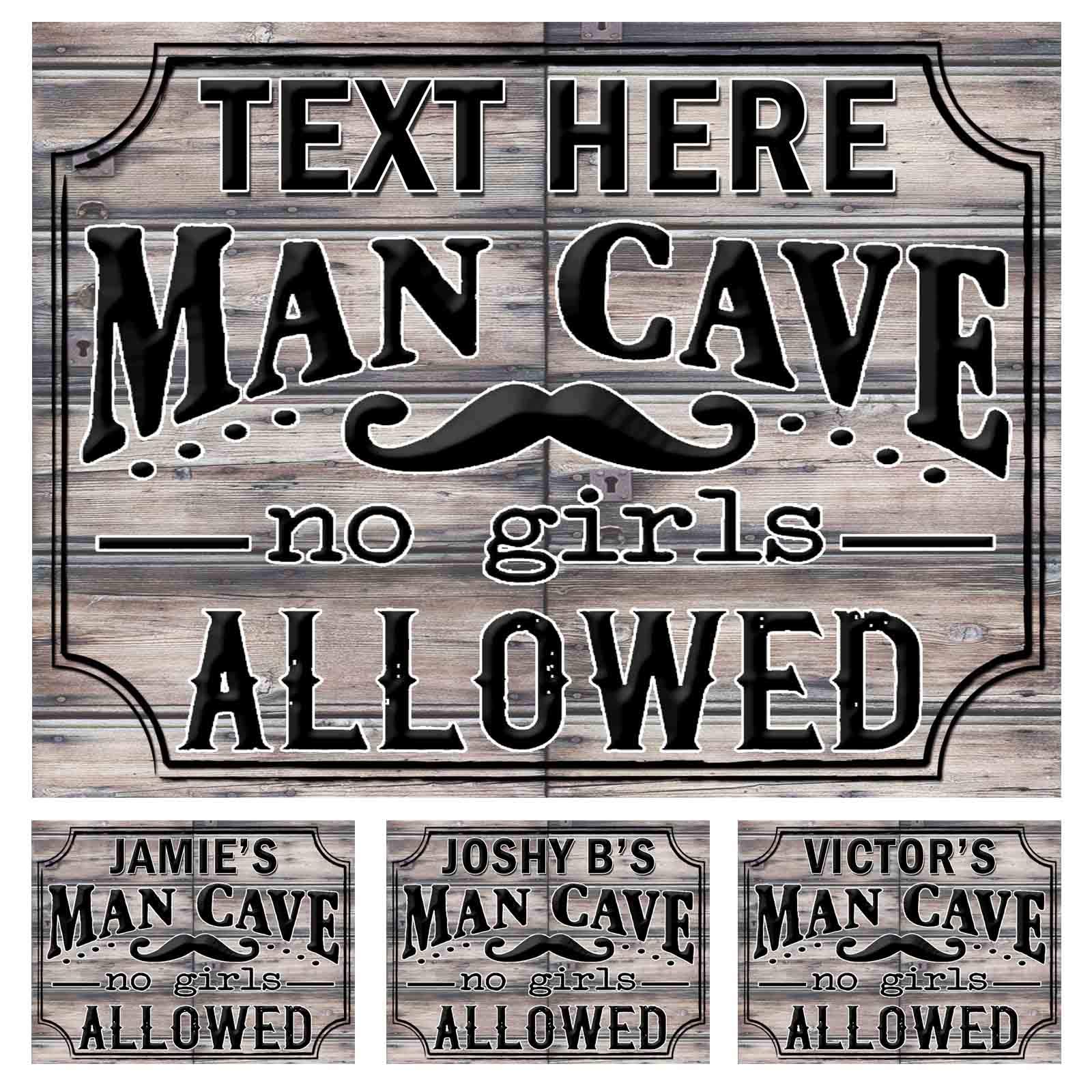 PERSONALISED MAN CAVE RETRO METAL TIN SIGN THEME NO GIRLS ALLOWED FUNNY (183PER)