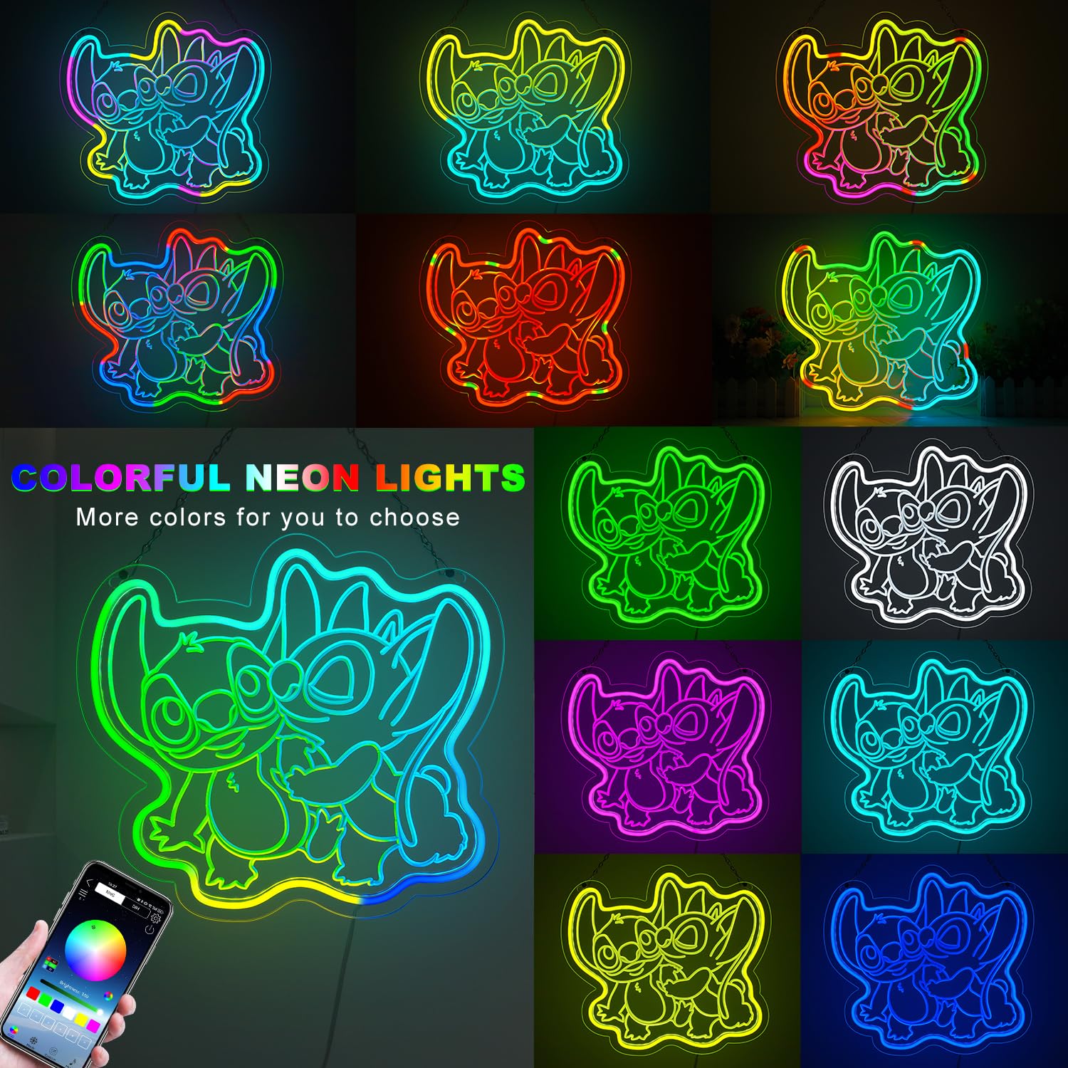 NINE SQUARE EGOU Neon Sign for Wall Decor, 17×13 Inch Neon Light with Infrared Remote and App Control Dimmable Cool Lamp as Room Decor for Girls Bedroom