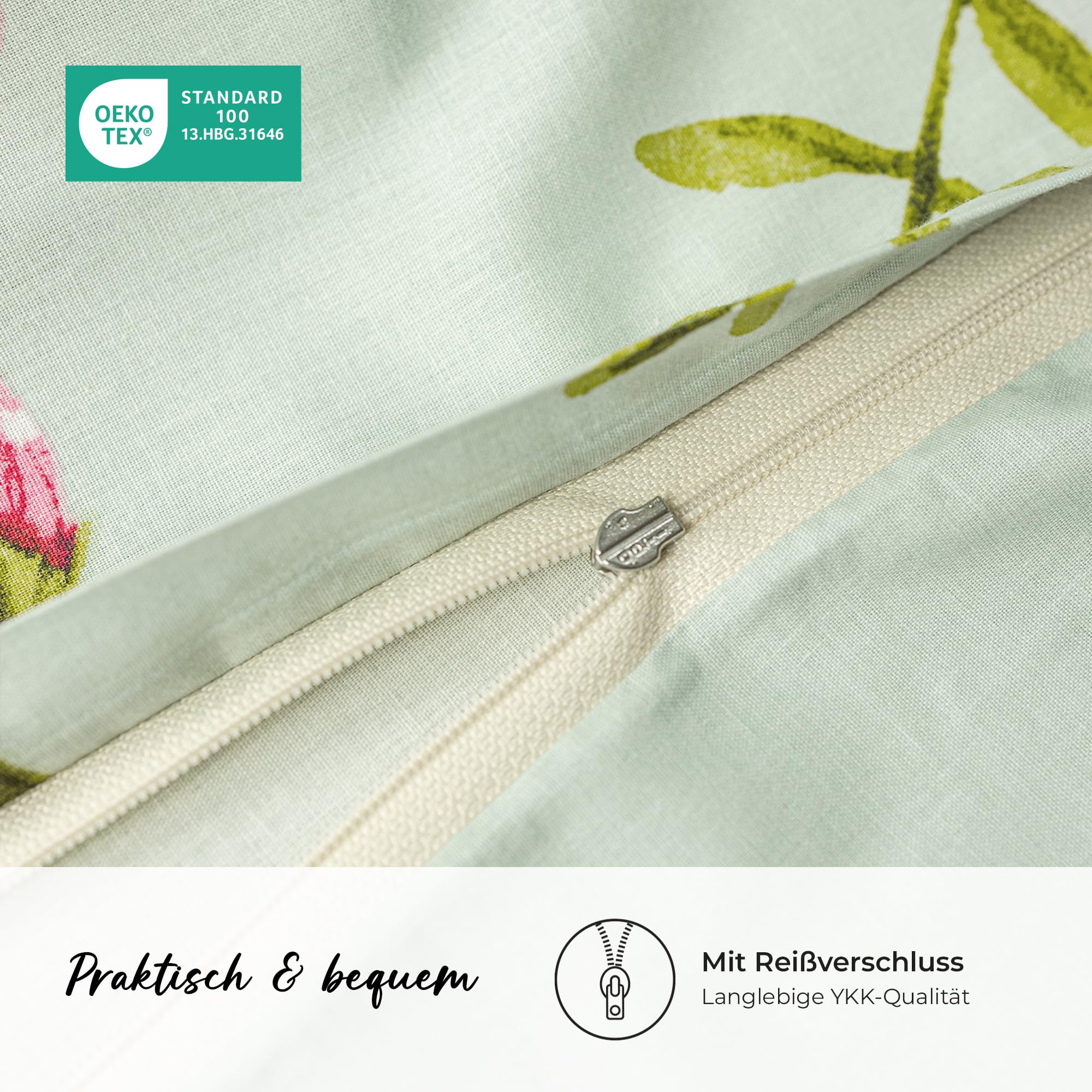 Pościel premium 135 x 200 x 2 – 100% bawełna (kwiaty beżowe)